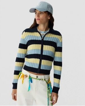 Guest In Residence Kirby Striped Cable-Knit Jacket - Green