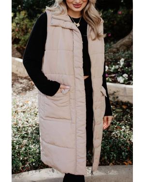 Katydid Long Quilted Puffer Vest - Black