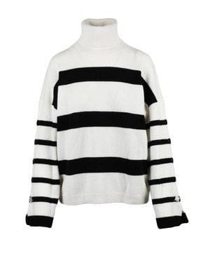 Liu Jo Turtleneck Sweater With Wide Sleeves And Bold Stripes - Black