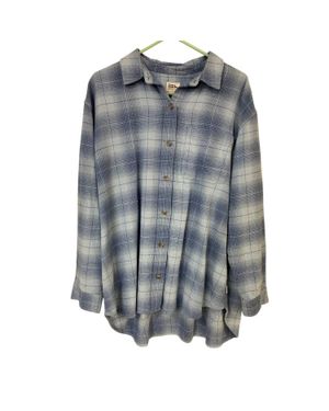 Eddie Bauer Plaid Ballard Flannel Button Up Shirt - Blue
