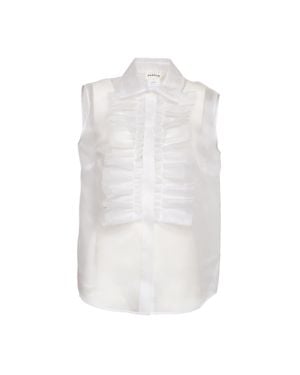 P.A.R.O.S.H. Shake Organza Sleeveless Shirt - White