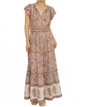 M.A.B.E Della Print Maxi Dress - Brown