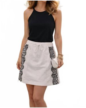 Moschino Mini Skirt With Printed Lace Design - White