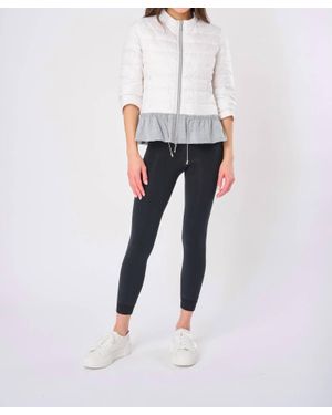 Anorak Quilted Knit Peplum Puffer Jacket - White