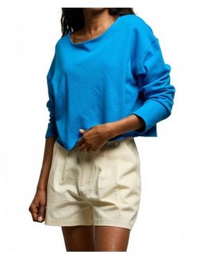 PERFECTWHITETEE Briana French Terry Long Sleeve Tee - Blue