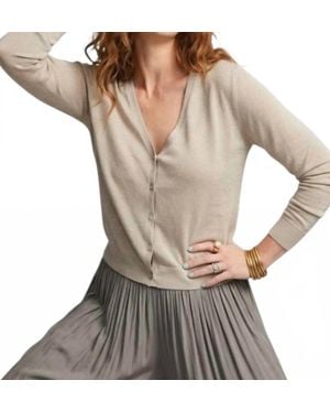 Elle Grey Fine Gauge V-Neck Cardigan - Gray