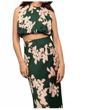 MINKPINK Vilma Rouched Crop Top - Green