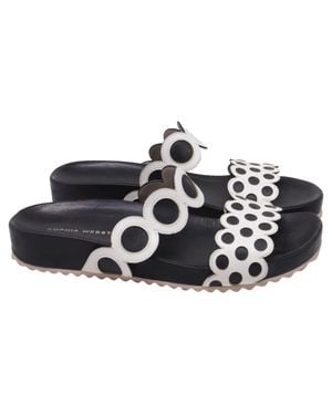 Sophia Webster Perforated Slide Sandals - Black