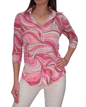 David Cline Crushed 3/4 Sleeve Shirt - Red