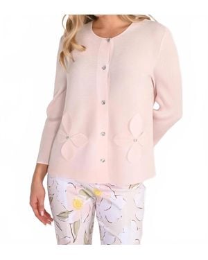 FRANK LYMAN Scalloped Flower Detail Cardigan - Pink