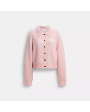 COACH Coach Embroidered Cropped Cardigan - Pink