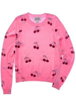 Autumn Cashmere Inked Cherry Print Wool & Cashmere-Blend Sweater - Pink