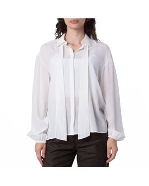 Bally Cotton Tie-Neck Blouse - Gray