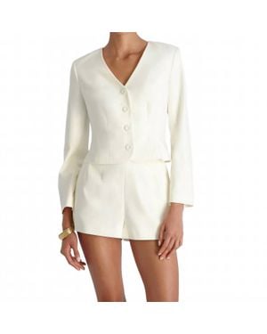 Floro's Mercantile Halsey Twill Tailored Cropped Jacket - White