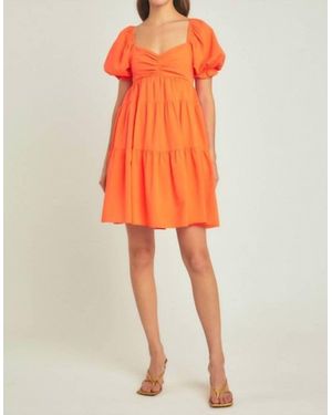 Endless Rose Organza Blouson Mini Dress - Orange