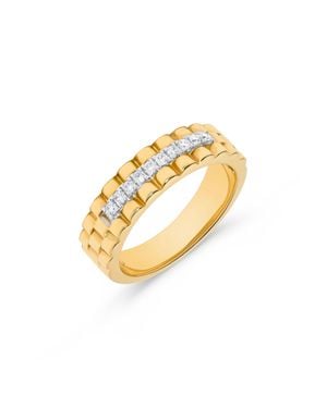 H.J. Namdar H. J. Namdar 0.15 Ct Tw Textured And Diamond Stack Ring 14K Natural Diamonds Size 6 - Metallic