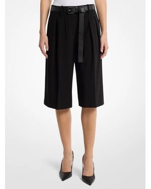 Michael Kors Pleated Wool Blend Trouser Shorts - Black