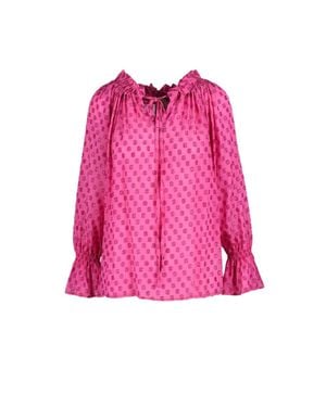 L'Autre Chose Fluid Drape Blouse With Gathered Neckline - Pink