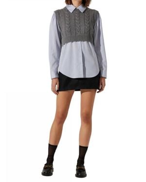 Astr The Label Flannery Top - Gray