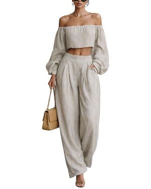 BELLA DESERT 2Pc Top & Pant Set - White