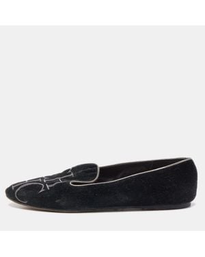 Carolina Herrera Suede Smoking Slipper - Black