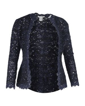 Oscar de la Renta Embroidered Sequin Jacket - Blue