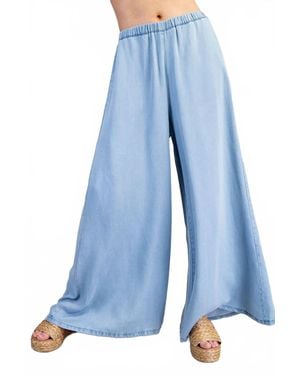 Eesome Chambray Wide Leg Pants - Blue