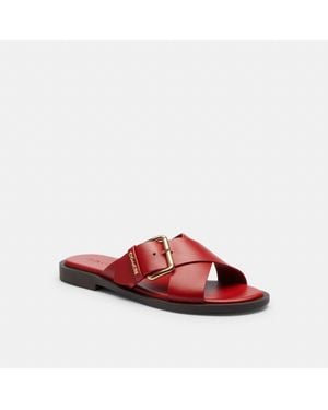 COACH Crisscross Buckle Sandal - Red