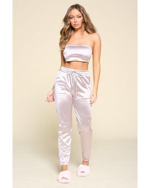 TRUEDAMES Tube Top Pant Set - Natural