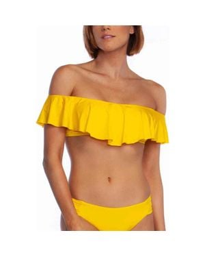 Trina Turk Getaway Bikini Top Ruffle Bandeau Swimwear Jzz484 - Yellow
