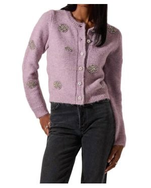 Astr Doretha Long Sleeve Cardigan - Purple