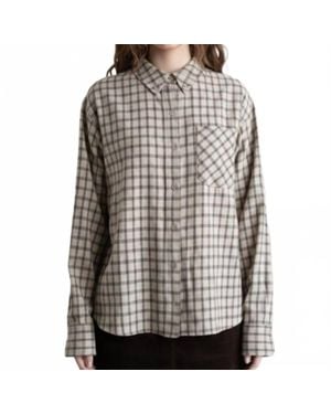 Elle Grey Carly Windowpane Check Button Down - Gray