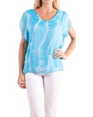 Gigi Moda Natacha Short Sleeve Tie Dye Top - Blue
