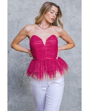 TRUEDAMES Much Love Fuchsia Woven Top - Pink