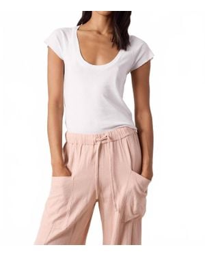 NSF Gia Fitted Rib Scoop Neck Tee - Pink