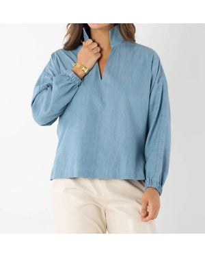 Emily Mccarthy Long Sleeve Poppy Top - Blue