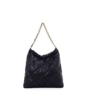 Adornia Quilted Cotton Tote With Chain Strap - Blue
