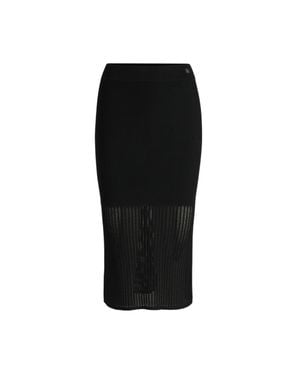 HUGO Tube Skirt With Sheer Crochet Structure - Black