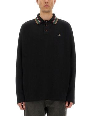 Vivienne Westwood Relaxed Fit Long-Sleeved Polo Shirt - Black