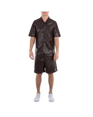 Nanushka Bodil Short Sleeve Leather Shirt - Black