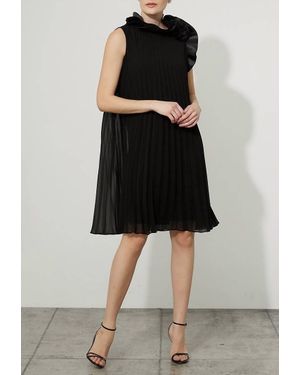 Joseph Ribkoff Pleated A-line Dress - Black