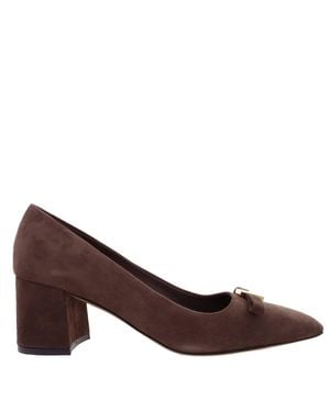 Ferragamo Ferragamo Myra Bow Block Heel Pumps, Size 7 C - Brown