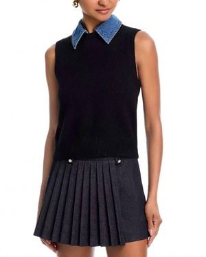 French Connection Ellie Knit Collared Vest - Blue