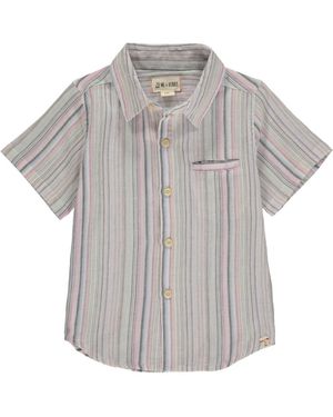 Me & Henry Boy's Multi Stripe Short Sleeved Shirt - Gray