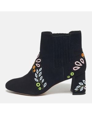 Sophia Webster Embroidered Suede Liliana Ankle Length Boots - Blue