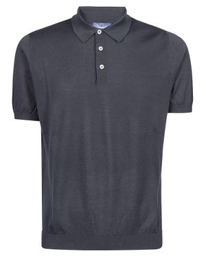 Drumohr Short Sleeve Classic Cotton Polo - Blue