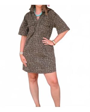 She + Sky Roam Free Leopard Shift Dress - Gray