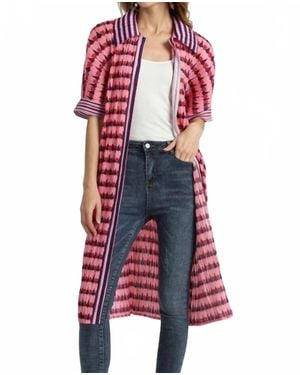 Vanity Couture Pleated Jacket Dress - Red