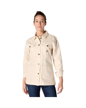 Carhartt Iconic Duck Chore Coat Undyed Ecru Button Front Jax1514 - Natural