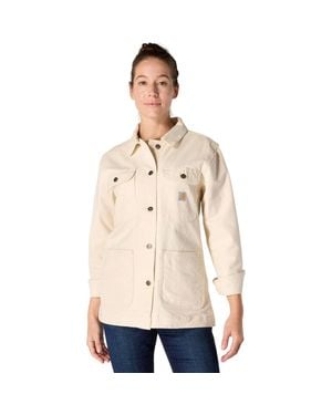 Carhartt Iconic Duck Chore Coat Undyed Ecru Button Front Jax1514 - Natural